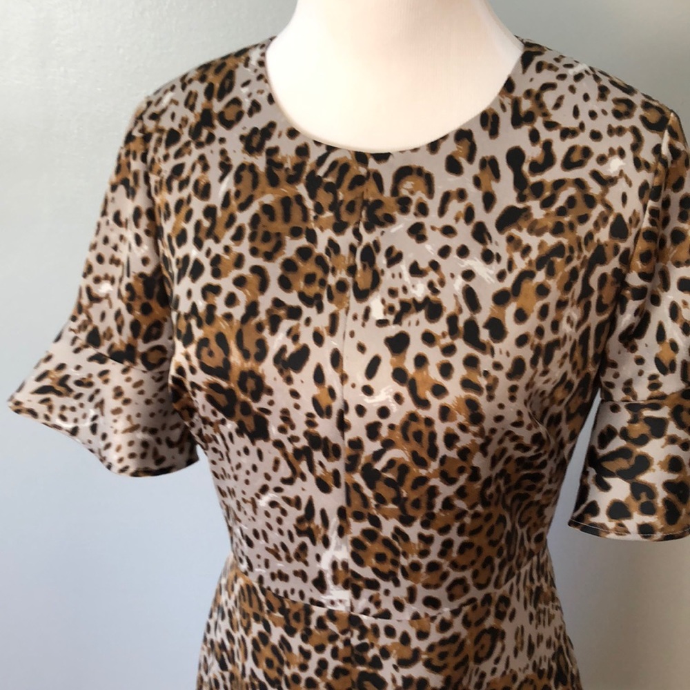 Banana Republic Leopard Print Flutter Sleeve Dress - image 1